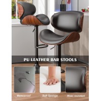 Yafiti Bar Stools Set Of 4 Bentwood Adjustable Height Swivel Bar Stools Pu Leather Upholstered Bar Chair With Back And Footres