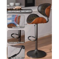 Yafiti Bar Stools Set Of 4 Bentwood Adjustable Height Swivel Bar Stools Pu Leather Upholstered Bar Chair With Back And Footres