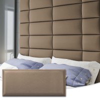 Art3D Adjustable Wall Mounted Upholstered Headboard For King, Twin, Full And Queen, Reusable And Removable Padded Wall Panels, Interchangeable Bed Panels In Coffee (6 Panels, 9.84