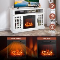 Goflame Fireplace Tv Stand For Tv Up To 55 Inches, Freestanding Wood Entertainment Center With 18