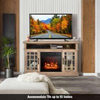 Goflame Fireplace Tv Stand For Tv Up To 55 Inches, Freestanding Wood Entertainment Center With 18??Electric Fireplace, 48