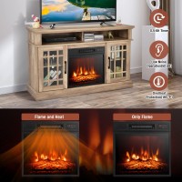 Goflame Fireplace Tv Stand For Tv Up To 55 Inches, Freestanding Wood Entertainment Center With 18??Electric Fireplace, 48