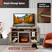 Goflame Fireplace Tv Stand For Tv Up To 55 Inches, Freestanding Wood Entertainment Center With 18??Electric Fireplace, 48