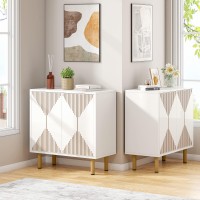 Tribesigns Modern White Storage Cabinet Set, Freestanding Floor Cabinet, Classic 59 inches Sideboard, Wood Buffet Cabinet with Doors, Large Storage Cabinet for Living Room, Dining Room, Garage