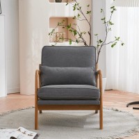 Karl Home Accent Chair Midcentury Modern Chair With Pillow Upholstered Lounge Arm Chair With Solid Wood Frame Soft Cushion Fo