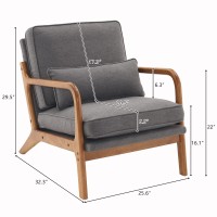 Karl Home Accent Chair Midcentury Modern Chair With Pillow Upholstered Lounge Arm Chair With Solid Wood Frame Soft Cushion Fo