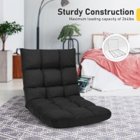 Costway Floor Chair, Folding Gaming Chair With Back Support, 14 Adjustable Positions, Alloy Steel Frame, Lazy Sofa Lounge For Playing Reading Meditating Room Recliner For Adults, Kids (Black)