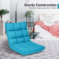 Costway Peacock Blue Folding Gaming Chair, Adjustable 14-Position Floor Sofa With Back Support, Alloy Steel Frame, Lazy Sofa Lounge For Playing, Reading, Meditating, Recliner For Adults, Kids