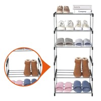 Fouews Small Shoe Rack Narrow Stackable Shoe Shelf Organizer For Entryway Doorway And Bedroom Closet 4Tier Black