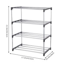 Fouews Small Shoe Rack Narrow Stackable Shoe Shelf Organizer For Entryway Doorway And Bedroom Closet 4Tier Black