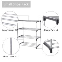 Fouews Small Shoe Rack Narrow Stackable Shoe Shelf Organizer For Entryway Doorway And Bedroom Closet 4Tier Black