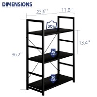 Numenn 3 Tier Bookshelf Bookcase Shelf Storage Organizer Modern Book Shelf For Bedroom Living Room And Home Office Black