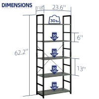 Numenn 5 Tier Bookshelf Tall Bookcase Shelf Storage Organizer Modern Book Shelf For Bedroom Living Room And Home Office Dark