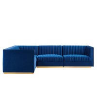 Tufted Performance Velvet 4Piece LeftFacing Modular Sectional Sofa