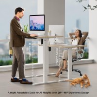 Standing Desk, 40 X 24 In Electric Height Adjustable Computer Desk Home Office Desks Sit Stand Up Desk Computer Table With Memory Controller/Headphone Hook, Natural