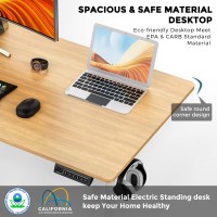 Standing Desk, 55 X 24 In Electric Height Adjustable Computer Desk Home Office Desks Sit Stand Up Desk Computer Table With Memory Controller/Headphone Hook, Natural