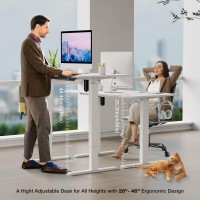 Standing Desk, 48 X 24 In Electric Height Adjustable Computer Desk Home Office Desks Sit Stand Up Desk Computer Table With Memory Controller/Headphone Hook, White