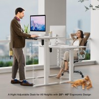 Standing Desk, 40 X 24 In Electric Height Adjustable Computer Desk Home Office Desks Sit Stand Up Desk Computer Table With Memory Controller/Headphone Hook, White