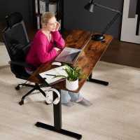 Standing Desk, 40 X 24 In Electric Height Adjustable Computer Desk Home Office Desks Sit Stand Up Desk Computer Table With Memory Controller/Headphone Hook, Rustic Brown