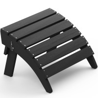 Serwall Folding Adirondack Ottoman Noassembly Outdoor Footrest Weather Resistant Patio Footstool For Adirondack Chair Black