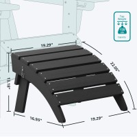 Serwall Folding Adirondack Ottoman Noassembly Outdoor Footrest Weather Resistant Patio Footstool For Adirondack Chair Black