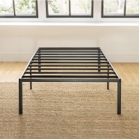 Best Price Mattress 16 Inch Metal Platform Bed Frame Heavy Duty Steel Slats Black Twin