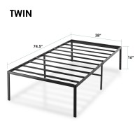 Best Price Mattress 16 Inch Metal Platform Bed Frame Heavy Duty Steel Slats Black Twin