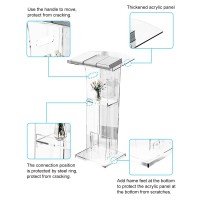Ksacry Acrylic Clear Podium Stand With Storage Shelf,Plexiglass Pulpits For Churches,Conference,Speeches,Weddings,Classroom,Professional Presentation Podiums (23.6