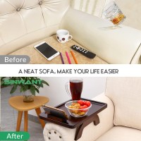 Sinwant Sofa Arm Tray Table Clip On Side, Couch Tray With 360