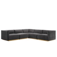 Conjure Channel Tufted Performance Velvet 5Piece Sectional