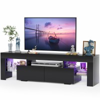 Jummico Tv Stand Modern Lighting Tv Cabinet Entertainment Center Media And Open Shelf Tv Console Table With 1 Drawer And Remot