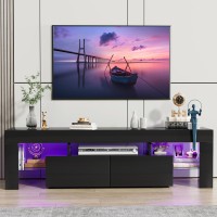 Jummico Tv Stand Modern Lighting Tv Cabinet Entertainment Center Media And Open Shelf Tv Console Table With 1 Drawer And Remot