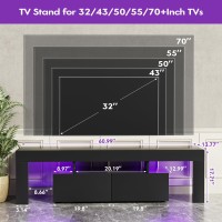 Jummico Tv Stand Modern Lighting Tv Cabinet Entertainment Center Media And Open Shelf Tv Console Table With 1 Drawer And Remot