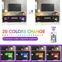 Jummico Tv Stand Modern Lighting Tv Cabinet Entertainment Center Media And Open Shelf Tv Console Table With 1 Drawer And Remot