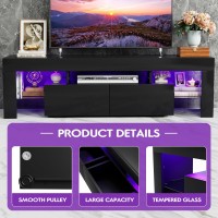 Jummico Tv Stand Modern Lighting Tv Cabinet Entertainment Center Media And Open Shelf Tv Console Table With 1 Drawer And Remot