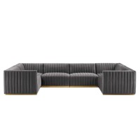 Conjure Channel Tufted Performance Velvet 6Piece UShaped Sectional