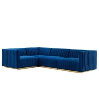 Conjure Channel Tufted Performance Velvet 4Piece Sectional