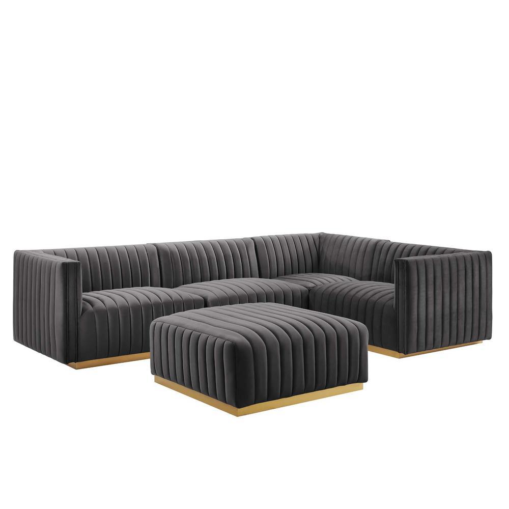 Conjure Channel Tufted Performance Velvet 5Piece Sectional