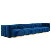 Conjure Channel Tufted Performance Velvet 4Piece Sofa