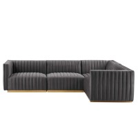 Conjure Channel Tufted Performance Velvet 4Piece Sectional