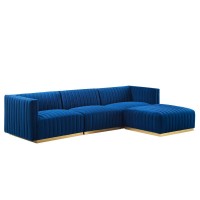 Conjure Channel Tufted Performance Velvet 4Piece Sectional