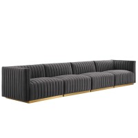 Conjure Channel Tufted Performance Velvet 4Piece Sofa