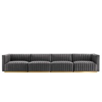 Conjure Channel Tufted Performance Velvet 4Piece Sofa