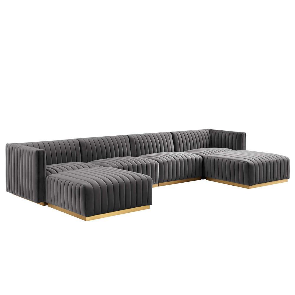 Conjure Channel Tufted Performance Velvet 6Piece Sectional