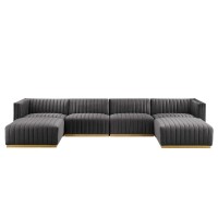 Conjure Channel Tufted Performance Velvet 6Piece Sectional