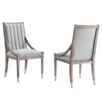 Maison French Vintage Tufted Fabric Dining Armchairs Set of 2 Light Gray