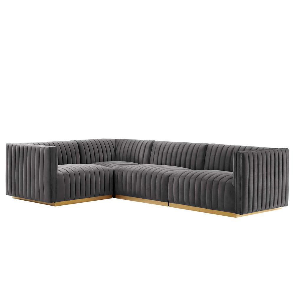 Conjure Channel Tufted Performance Velvet 4Piece Sectional