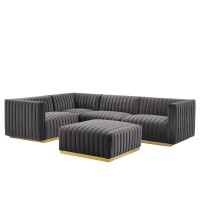 Conjure Channel Tufted Performance Velvet 5Piece Sectional