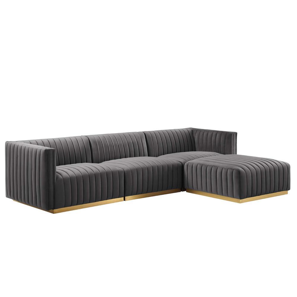 Conjure Channel Tufted Performance Velvet 4Piece Sectional