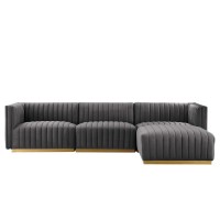 Conjure Channel Tufted Performance Velvet 4Piece Sectional